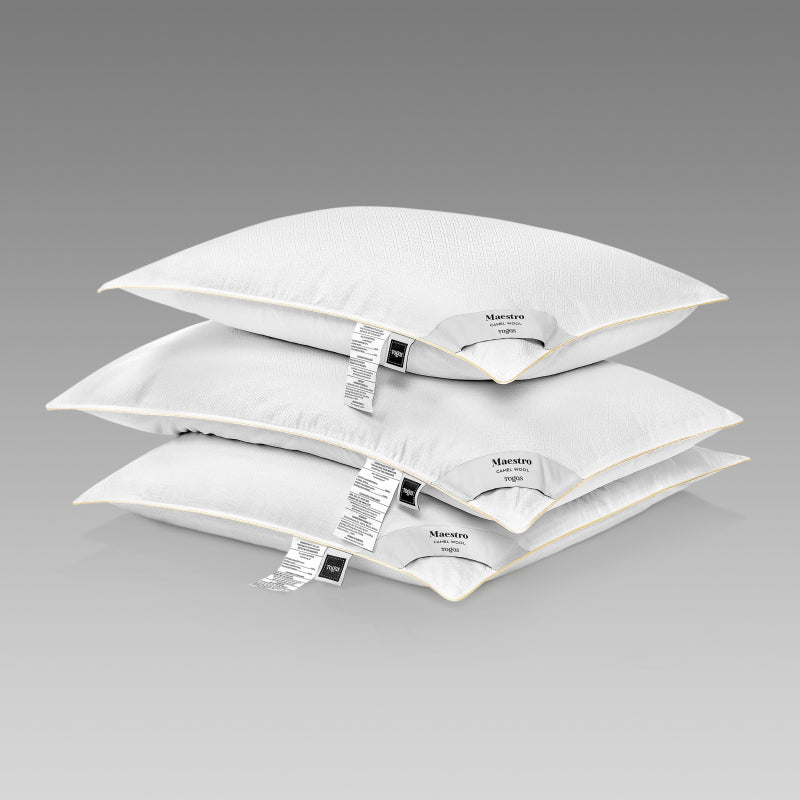 Camel Wool Bed Pillow MAESTRO — Luxury Fill, Medium Support