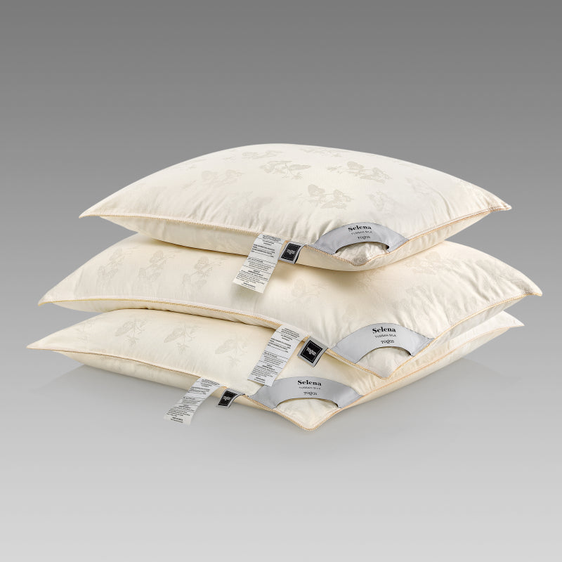 Natural Silk Bed Pillow SELENA — Medium Support